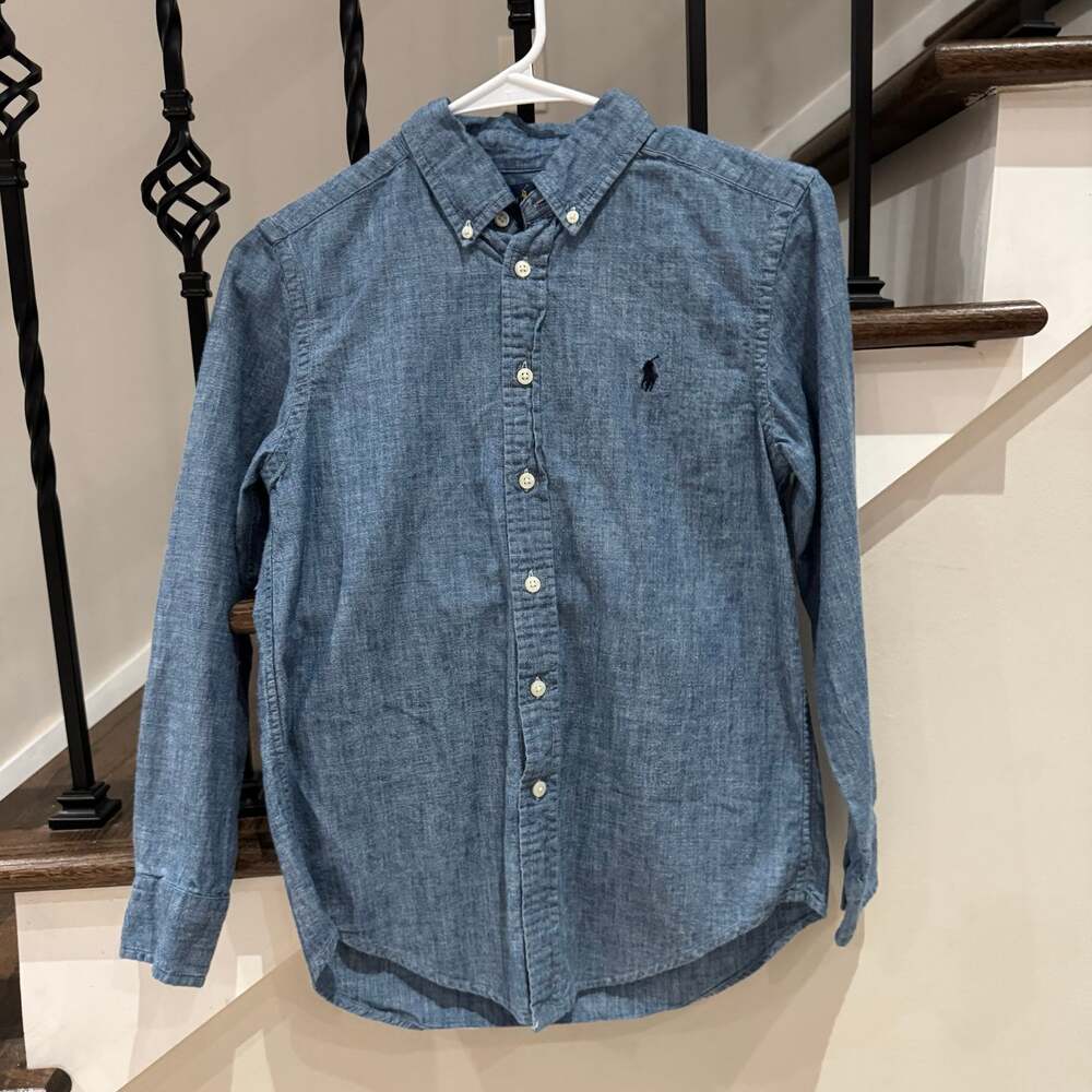 Ralph Lauren Boys Chambray Button Down Shirt, M